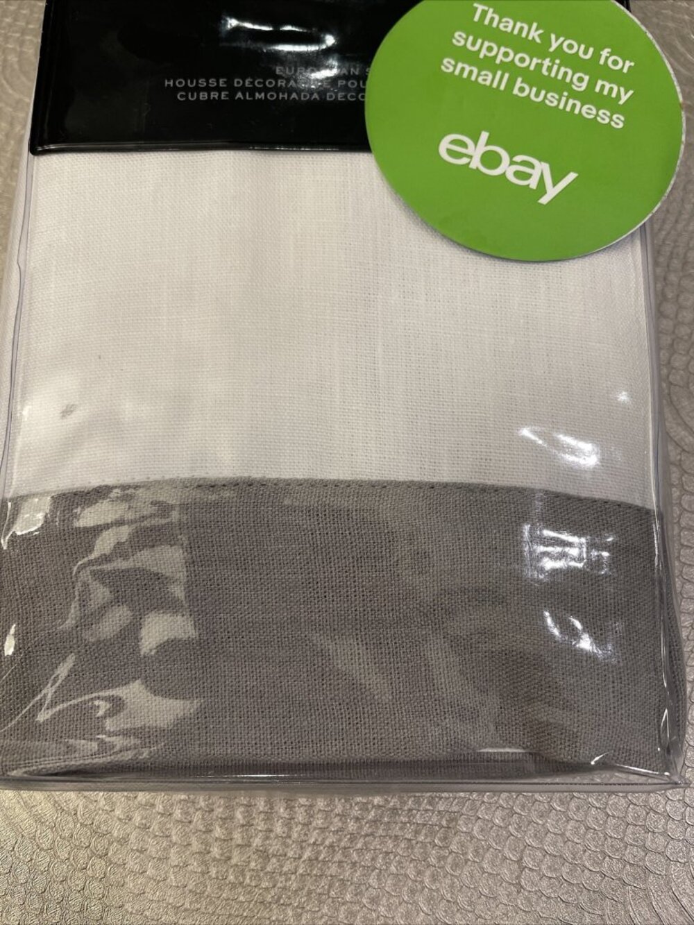 Ralph Lauren Euro European Sham Flora White Gray 100% Linen